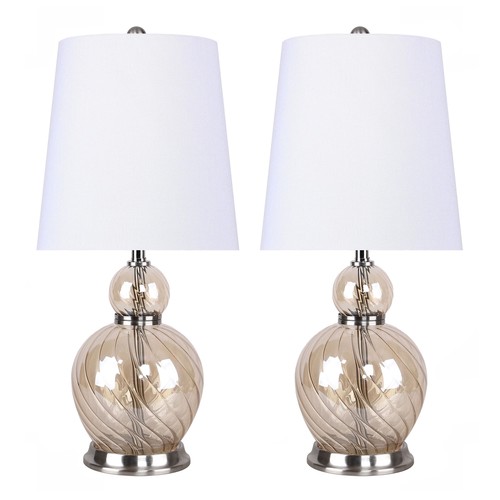 Pearl 18.75" Glass Accent Lamp - Set Of 2